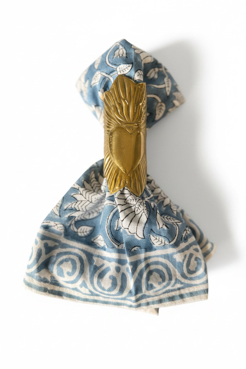 serviette de table LOTUS bleue.