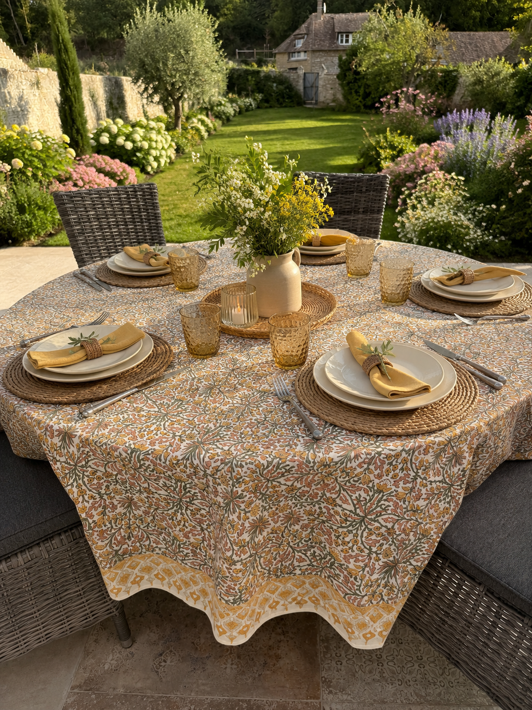 Nappe ronde JAIPUR jaune